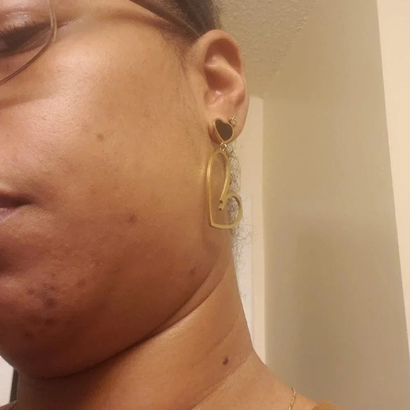 Hypoallergenic Stainless Steel Heart  Dangle Drop Earrings for Women Trendy - Picture 3 of 10